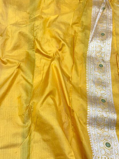 Mustard Yellow Pure Katan Mulberry Silk Handloom Banarasi Saree