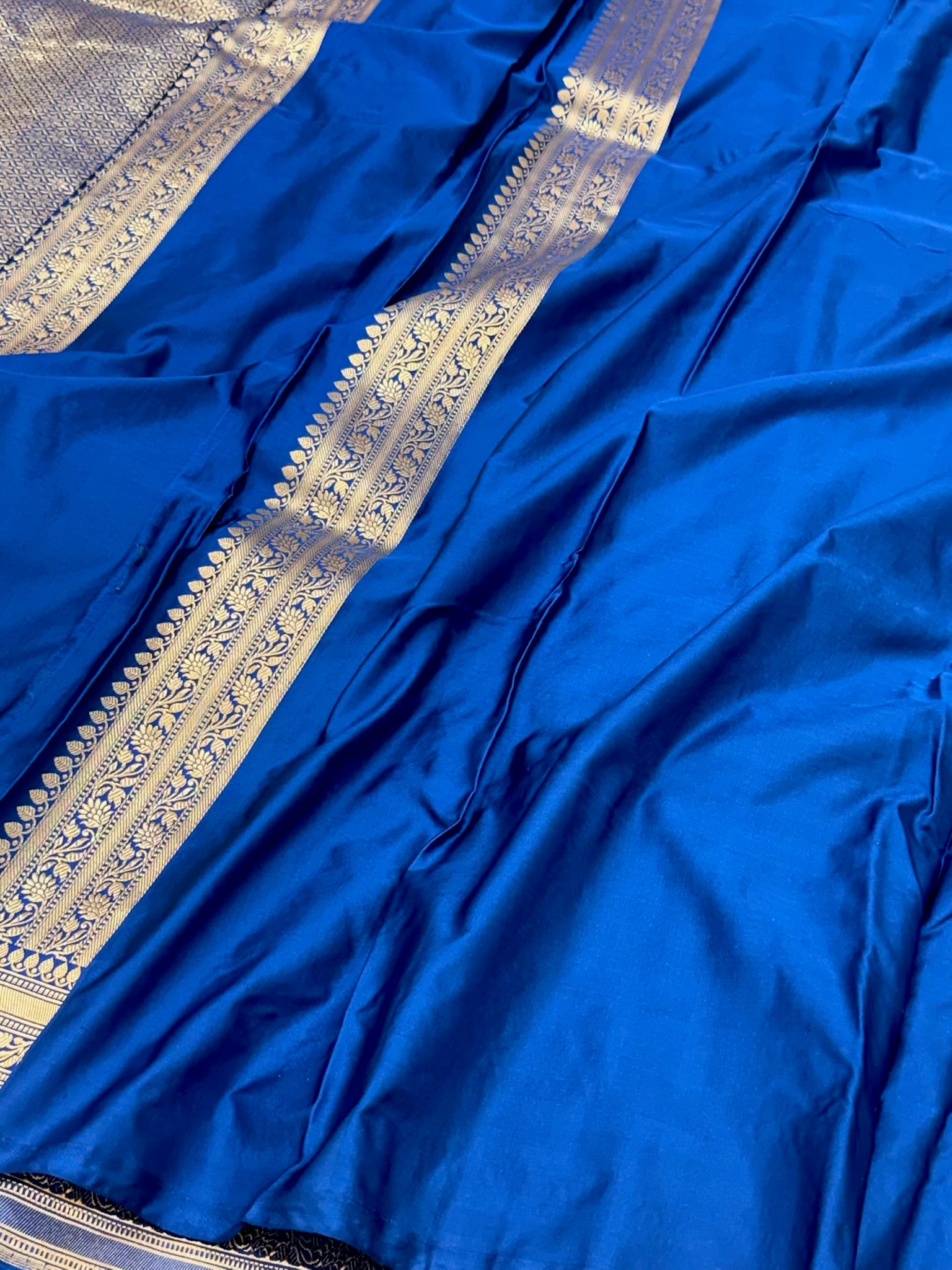 Blue Pure Mulberry Silk & Katan Silk Handloom Banarasi Saree