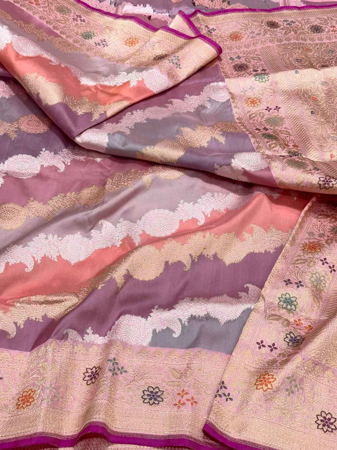 Pink Authentic Pure Katan Mulberry Silk | Kadhwa + Rangkaat Weave | Handwoven Luxury Banarasi  Saree