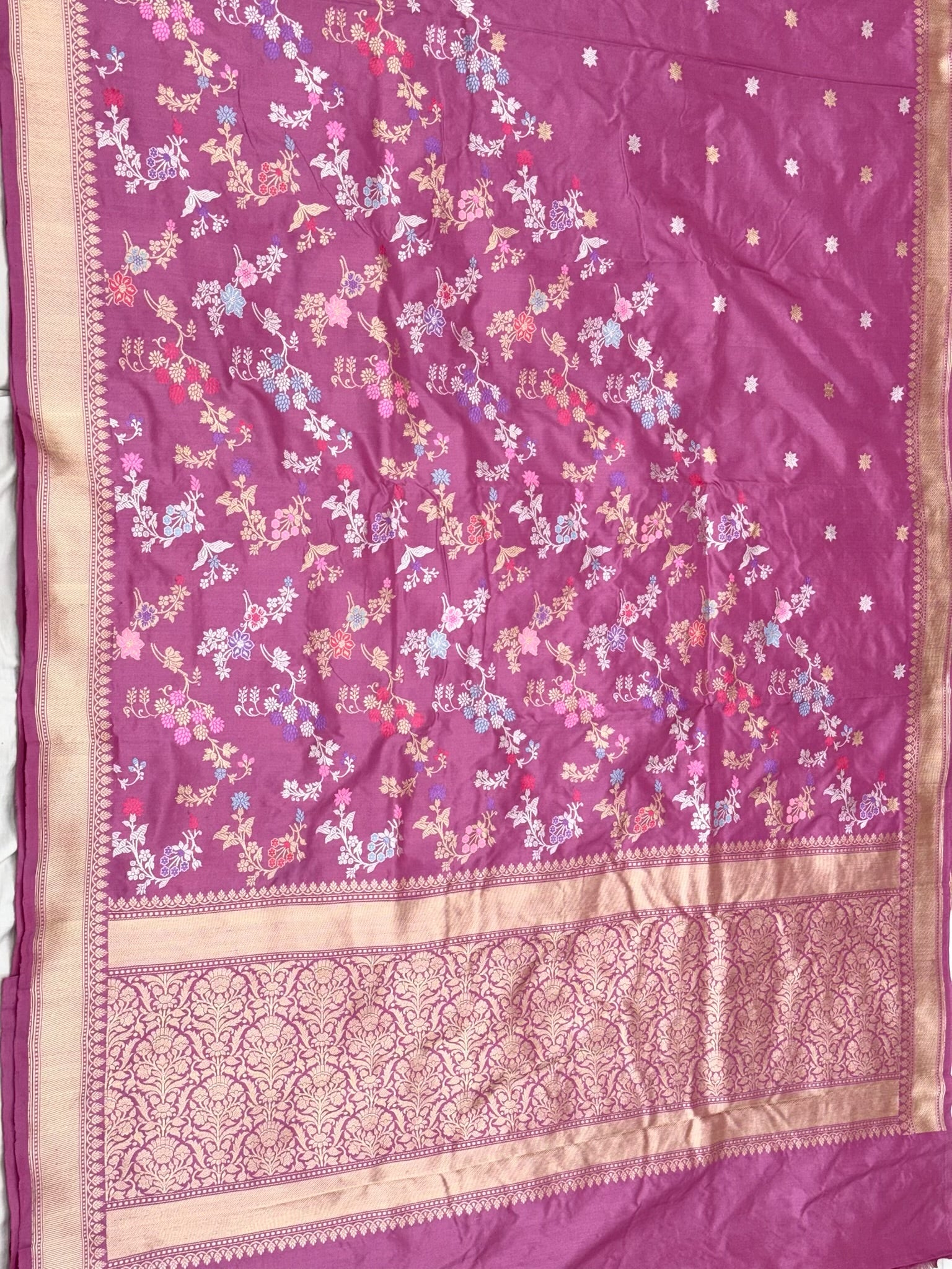 Mulberry Pink Pure Double Katan Silk & Mulberry Silk Handwoven | Kadhwa Technique | Contemporary Banarasi Designer Saree