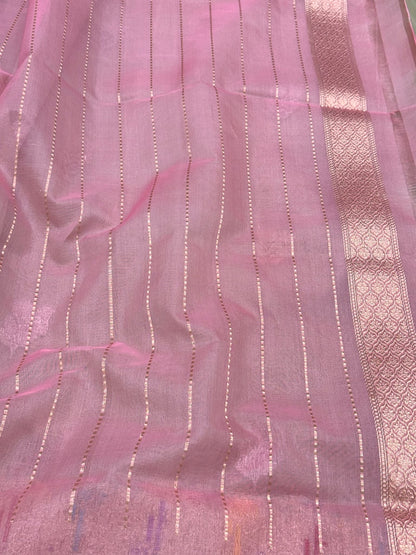 Sage Green Authentic Banarasi Saree - Pure Kora Mulberry Silk | Kadhwa Technique | Handwoven Banarasi Saree