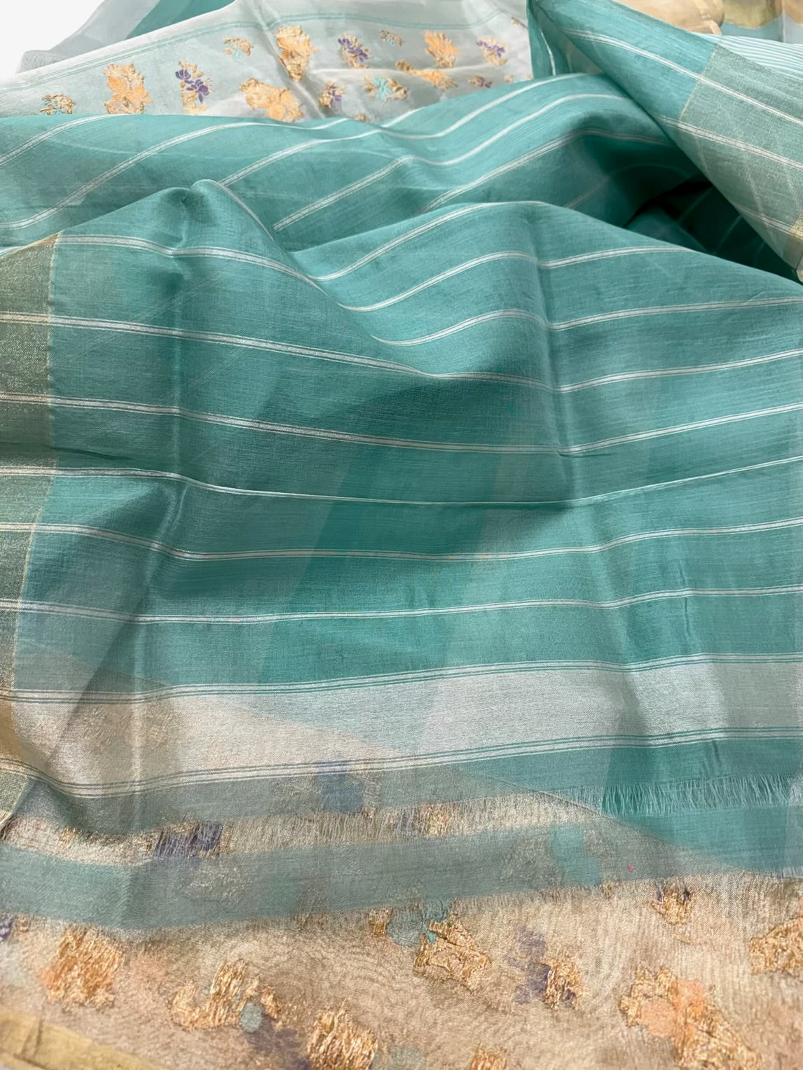 Green Pure Kora Organza Silk Handwoven Banarasi Saree