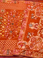 Orange Exclusive Ektara Jamdani Handloom Banarasi Saree | Pure Muslin Cotton Contemporary Banarasi Saree