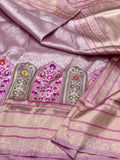 Pink Pure Katan Silk & Pure Mulberry Silk | Kadhwa Weave | Handwoven Contemporary Banarasi Brocade Saree