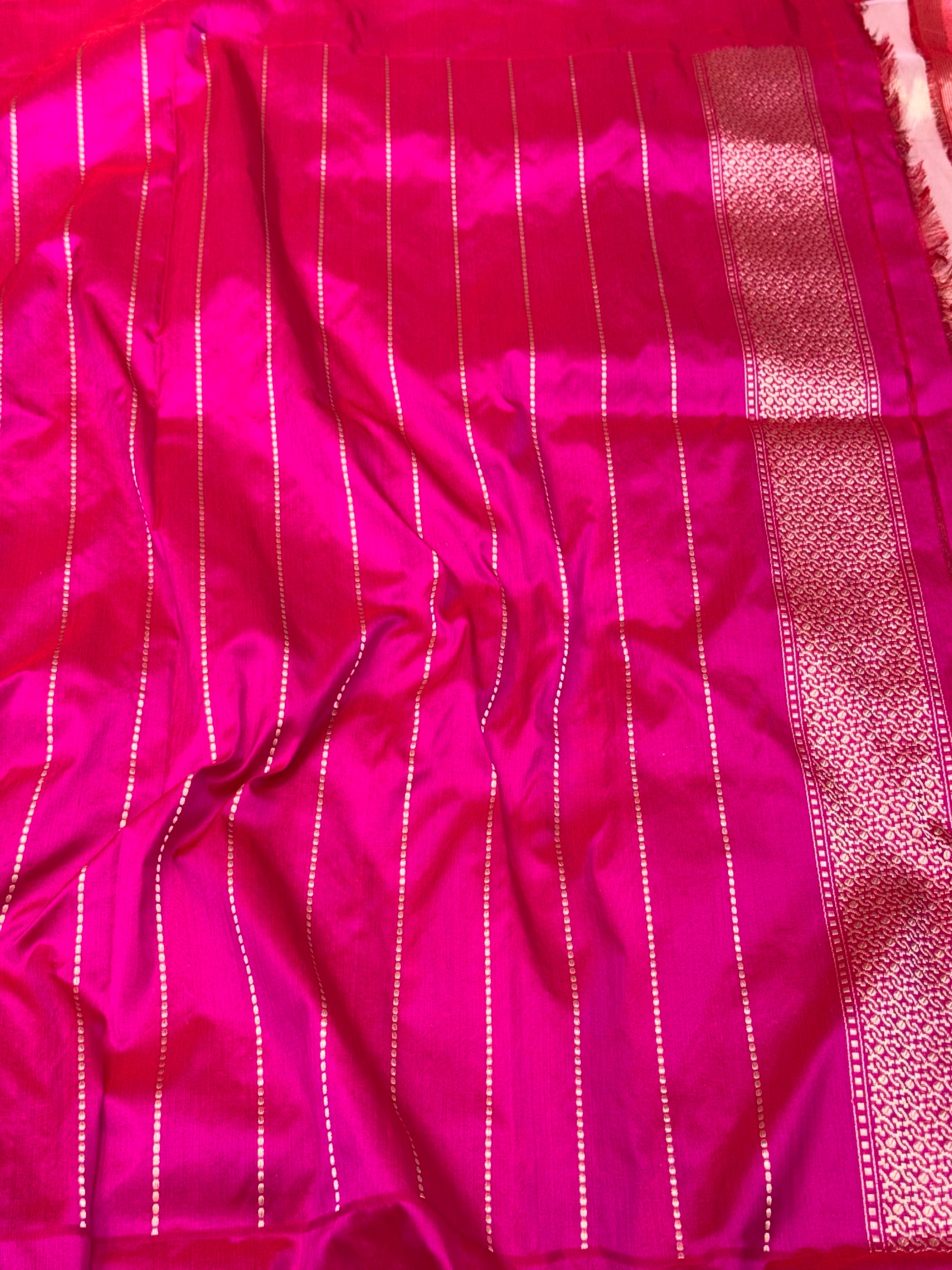 Rose Gold Pure Kora Tissue Silk Handwoven Banarasi Saree