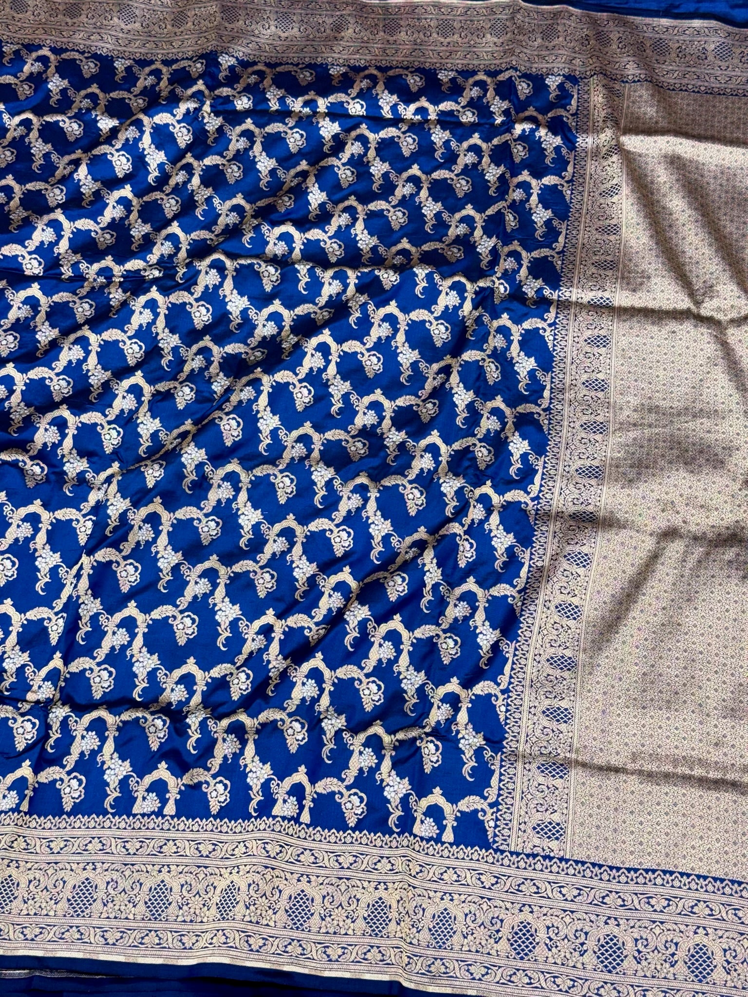 Blue Pure Mulberry Katan Silk Handloom Timeless Banarasi Saree - The Luxe Edit