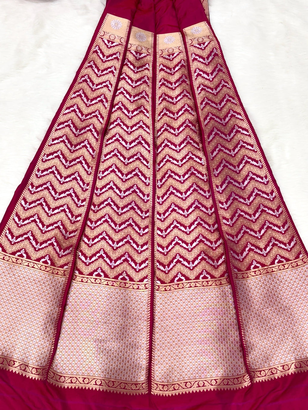 Rani Pink Katan Silk Pure Handwoven Lahenga