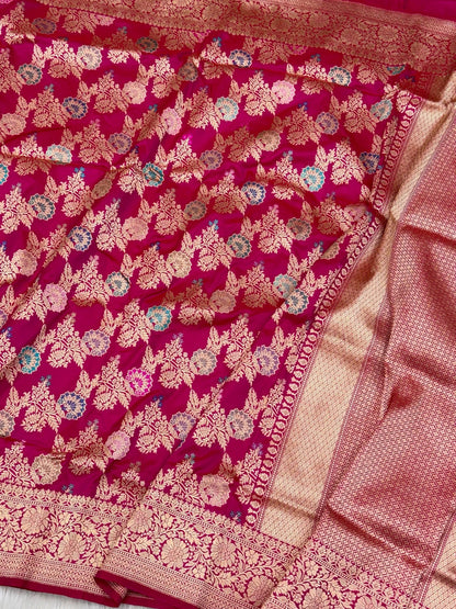 Magenta Pink Pure Katan Silk Handwoven Banarasi Saree