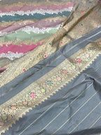 Grey Katan Silk Rangkaat Handwoven Saree