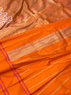 Orange Pure Katan Silk Handwoven Banarasi Brocade Saree