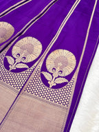 Purple Satin Silk Pure Handwoven Lahenga