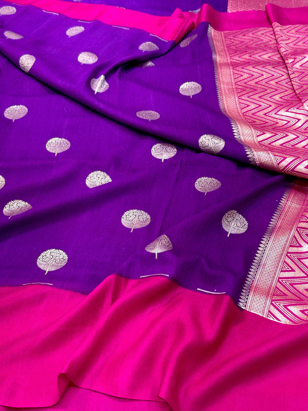 Orange Pure Mulberry Muga And Satin Silk Banarasi Saree - Soft Drape