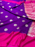 Orange Pure Mulberry Muga And Satin Silk Banarasi Saree - Soft Drape