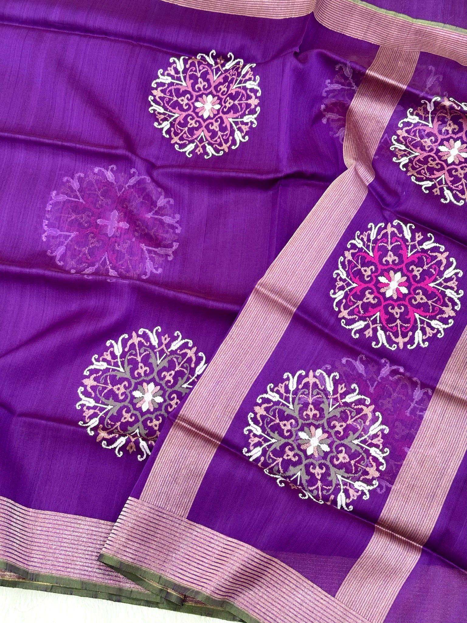 Purple Pure Kora Organza Silk Handwoven Banarasi Saree