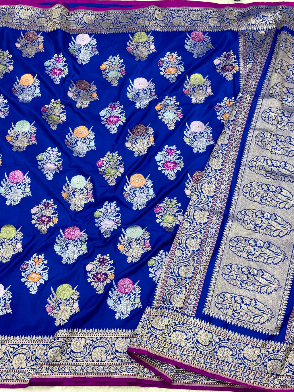 Blue Pure Katan Silk Banarasi Handwoven Saree