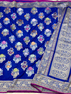 Blue Pure Katan Silk Banarasi Handwoven Saree