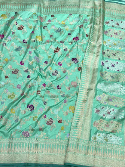 Baby Pink Pure Mulberry Double Katan Silk Handwoven Banarasi Saree - Authentic Banarasi Saree