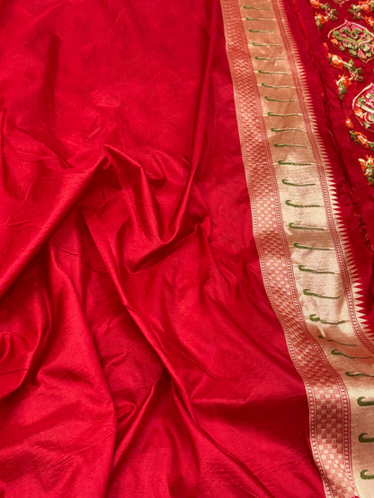 Red Banarasi Handloom Silk Saree - Pure Katan & Mulberry Silk Banarasi Saree
