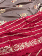 Cheeku Brown Pure Katan Silk Handwoven Banarasi Saree