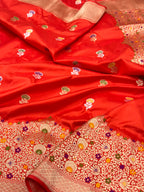 Rust Orange Pure Katan Silk Handwoven Banarasi Saree