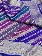 Blue Katan Silk Rangkaat Handwoven Banarasi Silk Saree