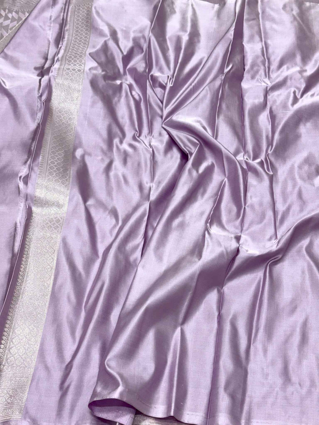 Beige Pure Satin Silk Handwoven Soft Drape Banarasi Saree