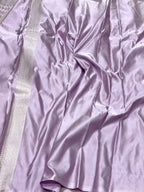 Beige Pure Satin Silk Handwoven Soft Drape Banarasi Saree