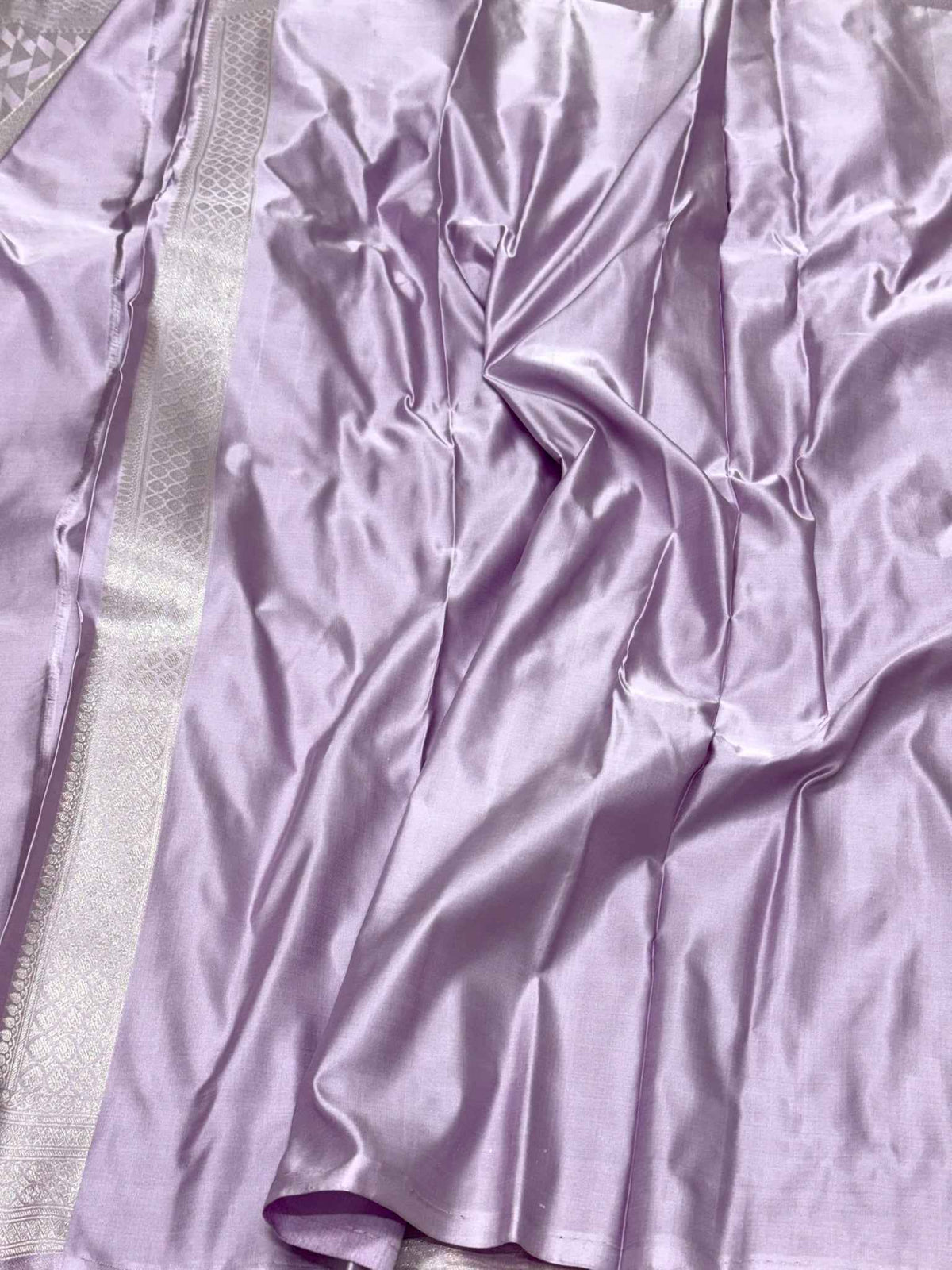 Beige Pure Satin Silk Handwoven Soft Drape Banarasi Saree