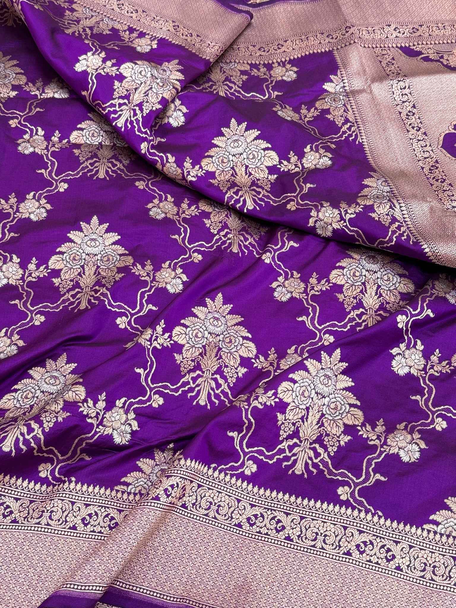 Purple Pure Silk Handwoven Banarasi Saree