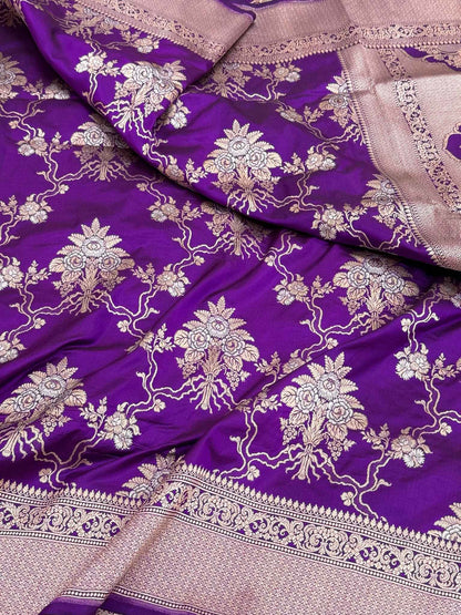 Purple Pure Silk Handwoven Banarasi Saree