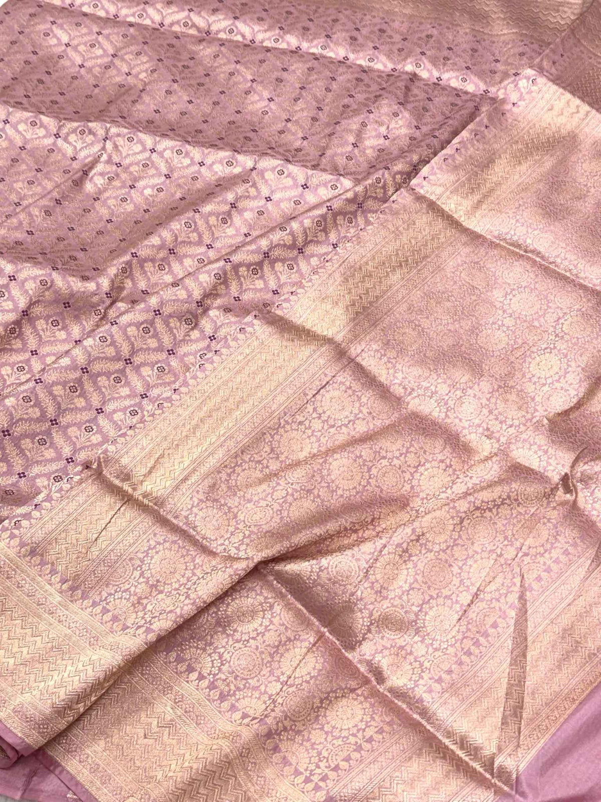 Mauve Pink Katan Silk Vintage Handloom Banarasi Brocade Saree