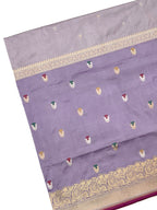 Lavender/Grey Katan Silk Pure Handwoven Saree