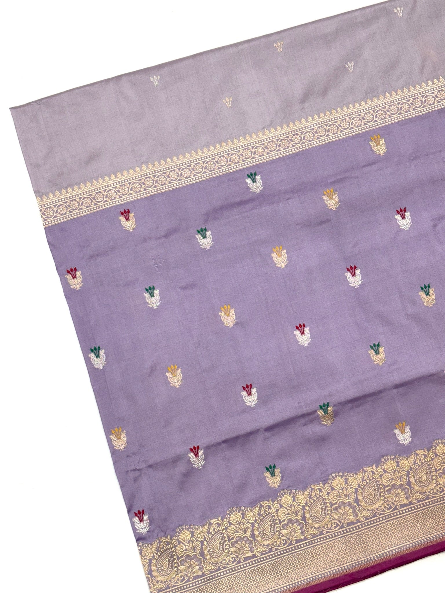 Lavender/Grey Katan Silk Pure Handwoven Saree