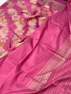 Pink Katan Silk Pure Handwoven Saree