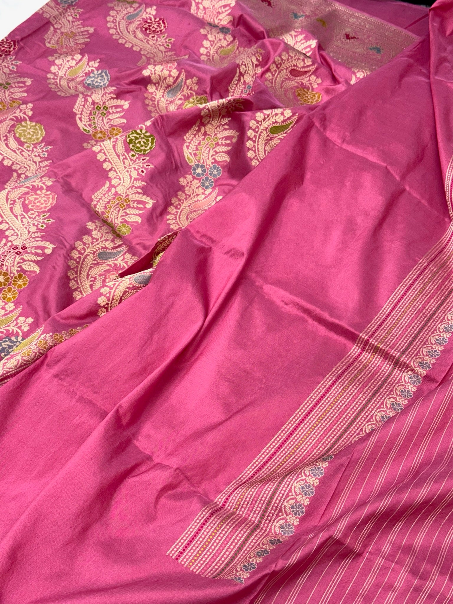 Pink Katan Silk Pure Handwoven Saree