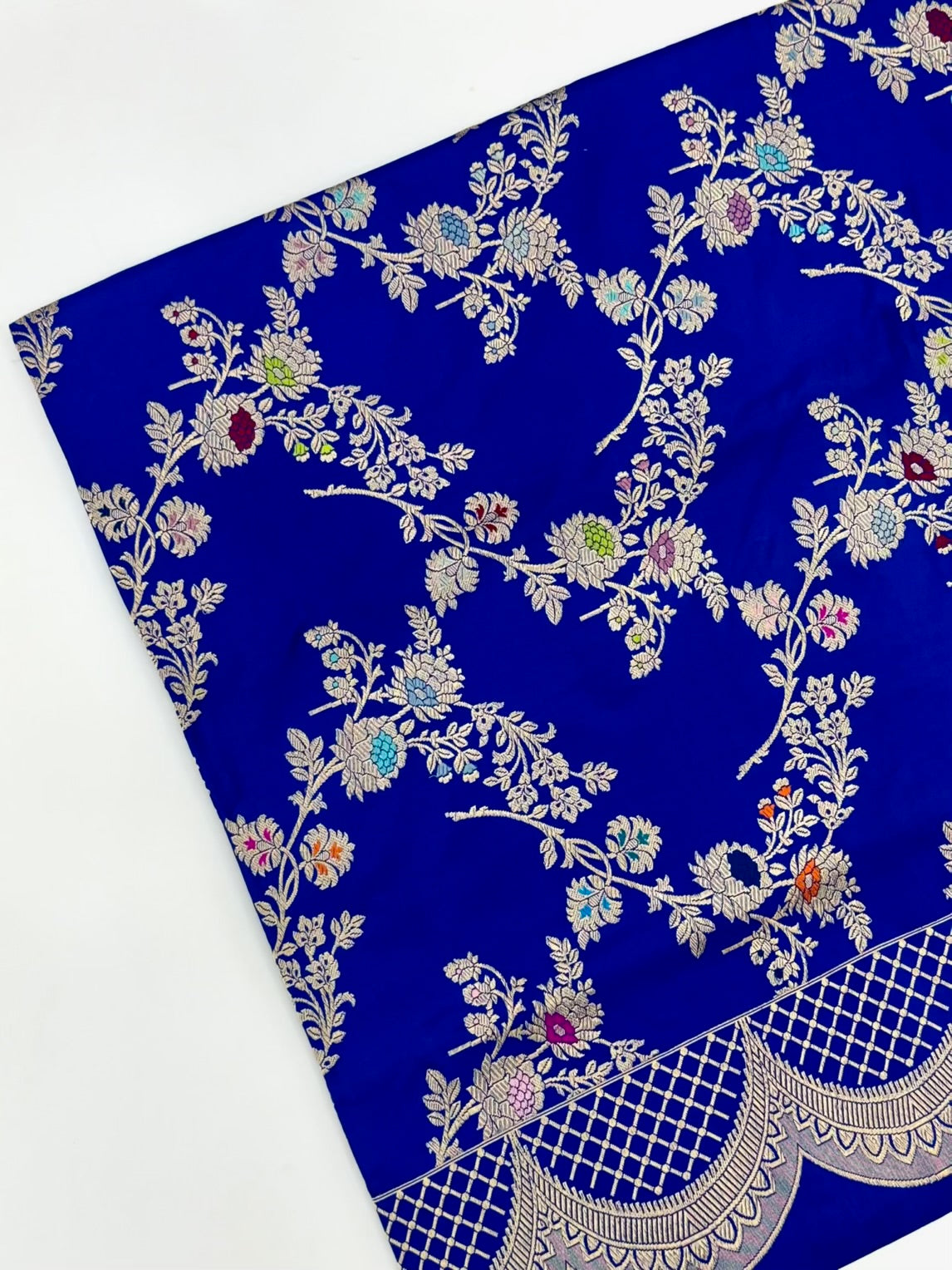 Electric Blue Pure Katan Silk Handwoven Saree