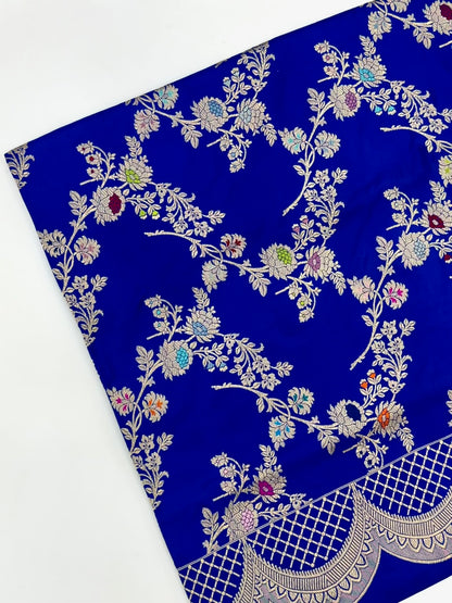 Electric Blue Pure Katan Silk Handwoven Saree