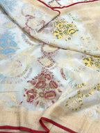 Dusty Lilac Pink Pure Muslin Cotton Ektara Jamdani Handloom Banarasi Saree