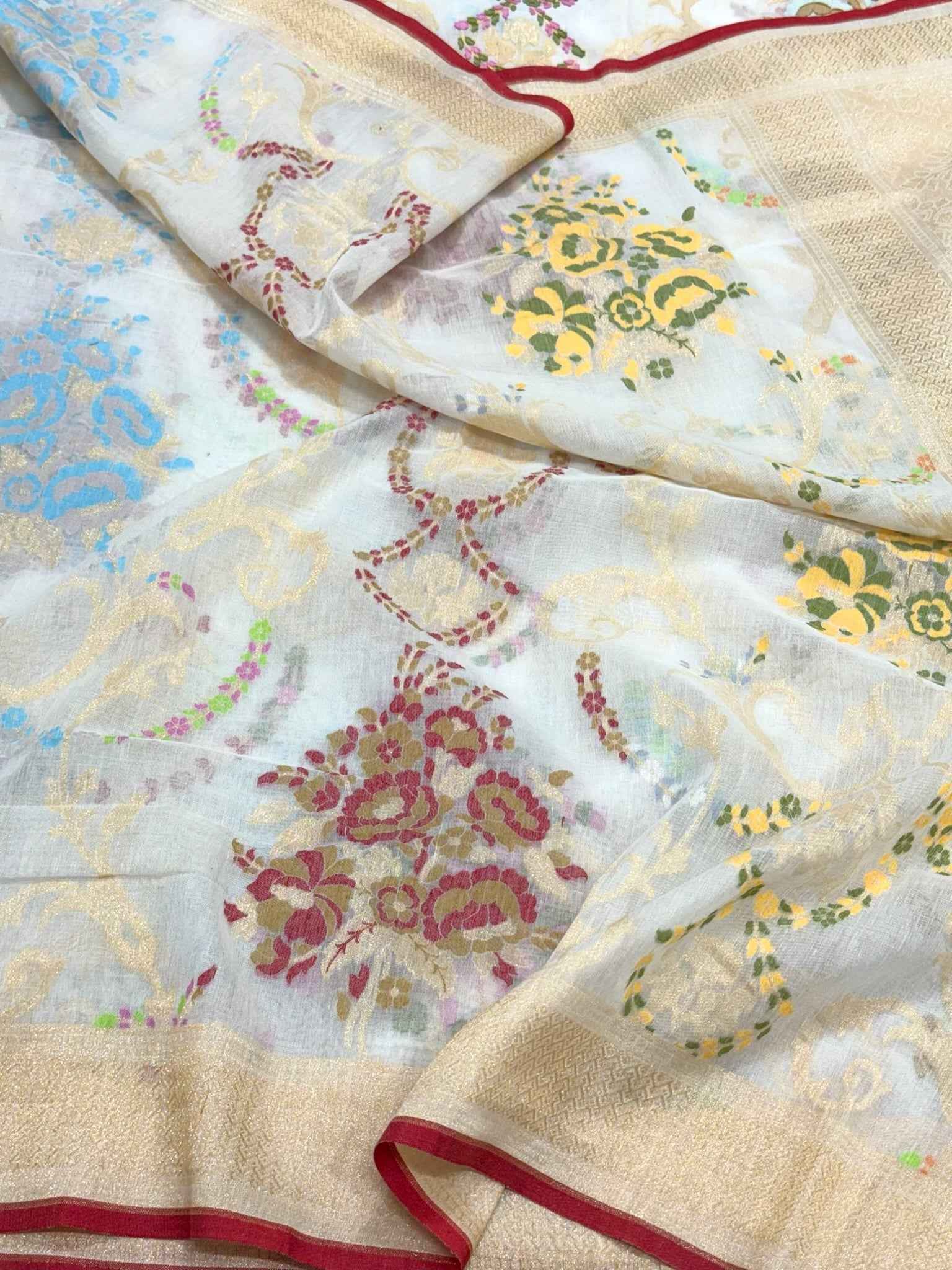 Dusty Lilac Pink Pure Muslin Cotton Ektara Jamdani Handloom Banarasi Saree