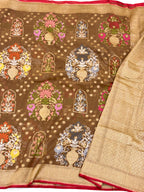 Brown Ektara Weave Handloom Jamdani Saree