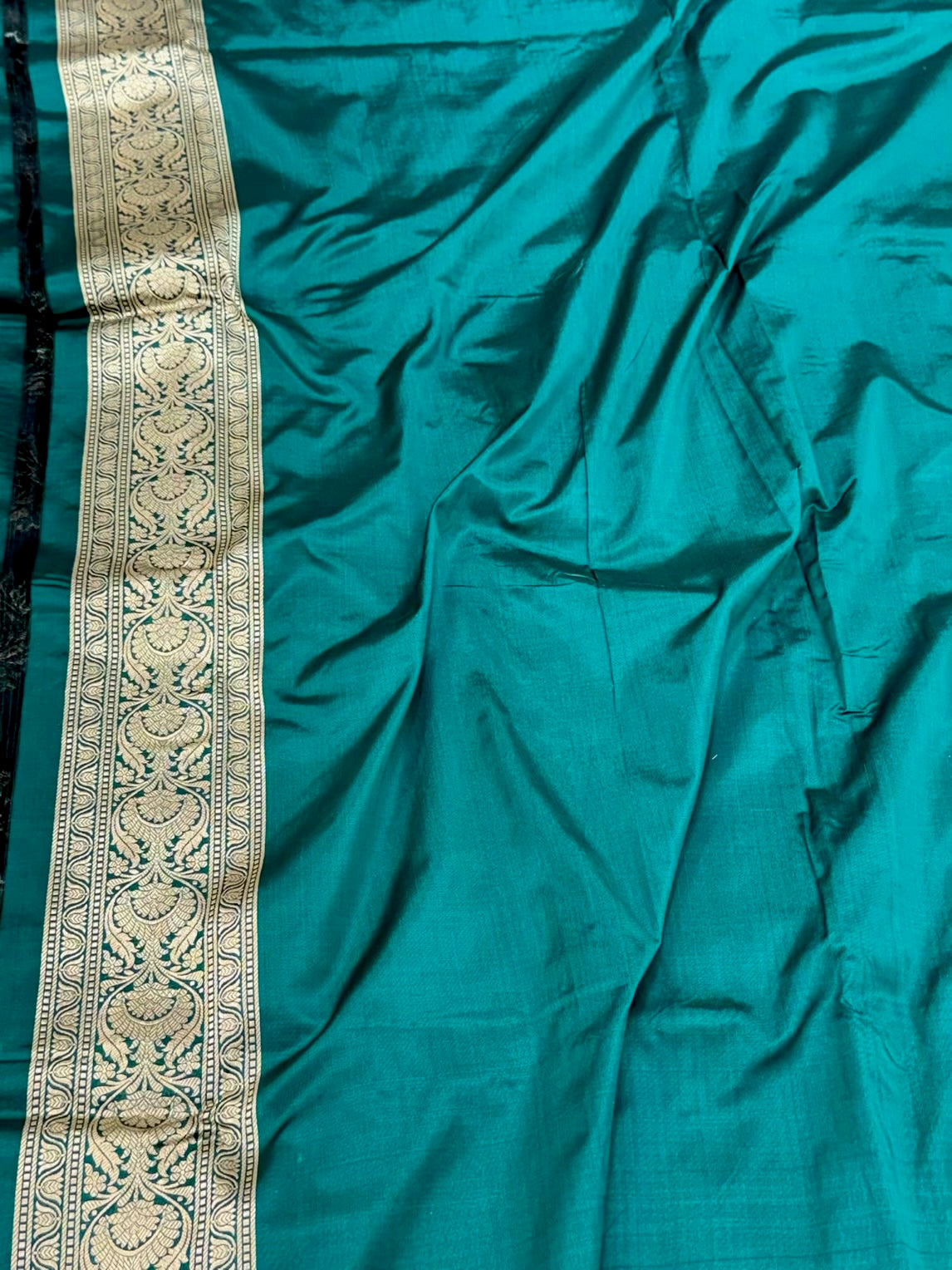 Teal Green Pure Katan Silk Saree | Pure Mulberry Silk Banarasi Handloom Saree