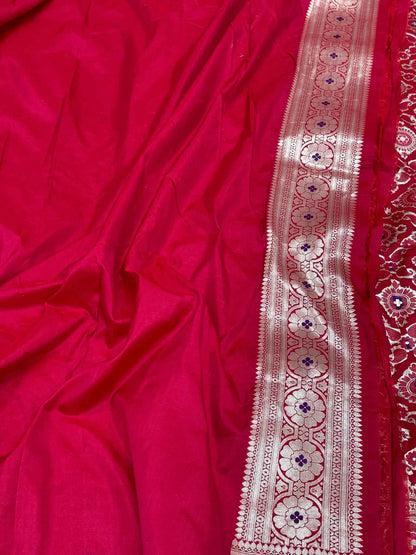 Red Banarasi Silk Saree | Handloom Pure Katan Silk & Pure Mulberry Silk Saree