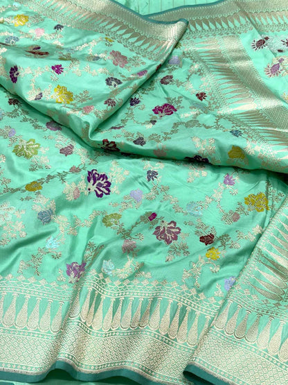 Baby Pink Pure Mulberry Double Katan Silk Handwoven Banarasi Saree - Authentic Banarasi Saree