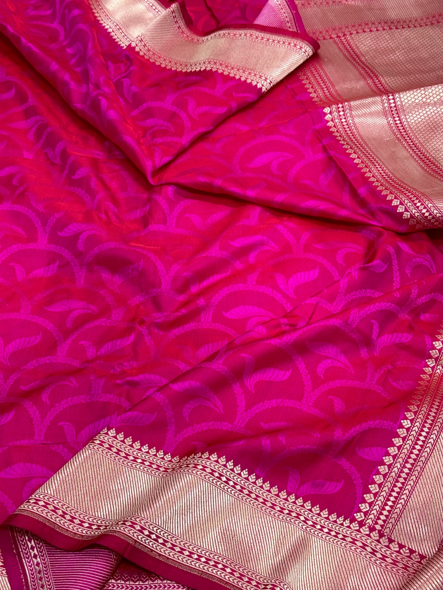Pink Satin Silk Pure Handwoven Saree
