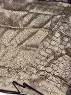 Orange Pure Mulberry Katan Silk Handloom Banarasi Saree |Kimkhaab-Brocade|