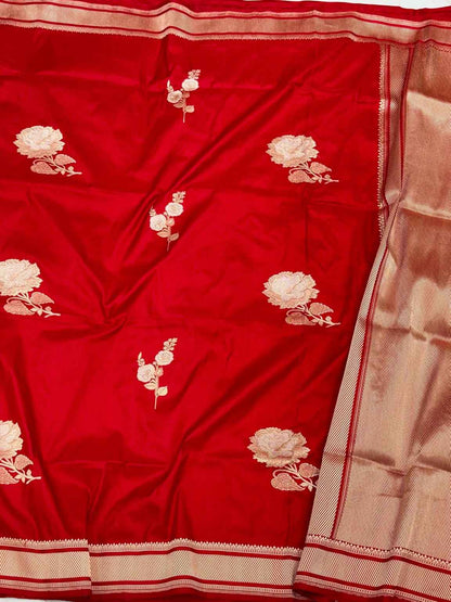 Rani Pink Pure Mulberry Katan Silk Banarasi Saree - Traditional Handwoven Kadhwa Weave