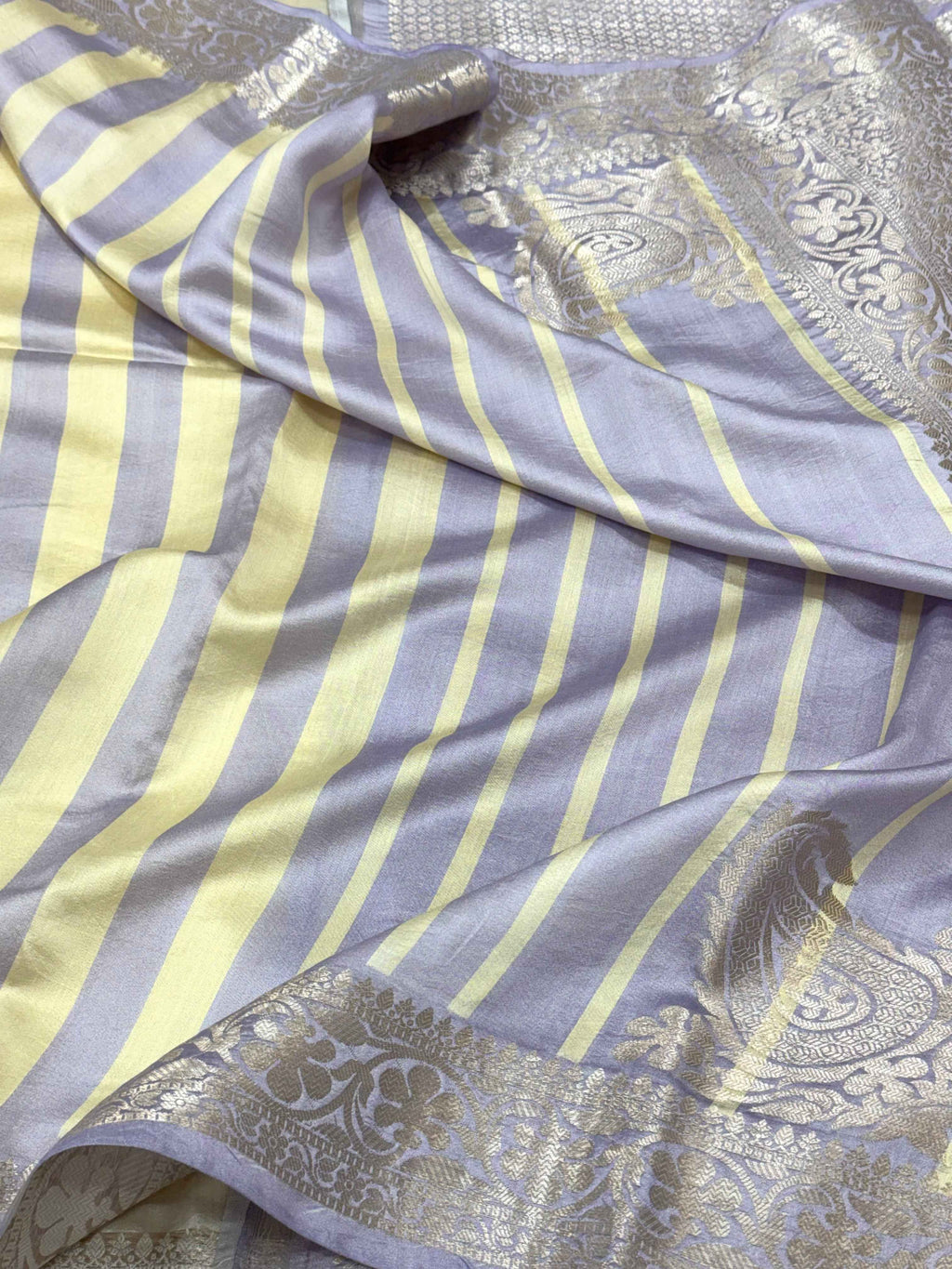 Lavender Pure Mulberry Chiniya Silk Lightweight Contemporary Saree