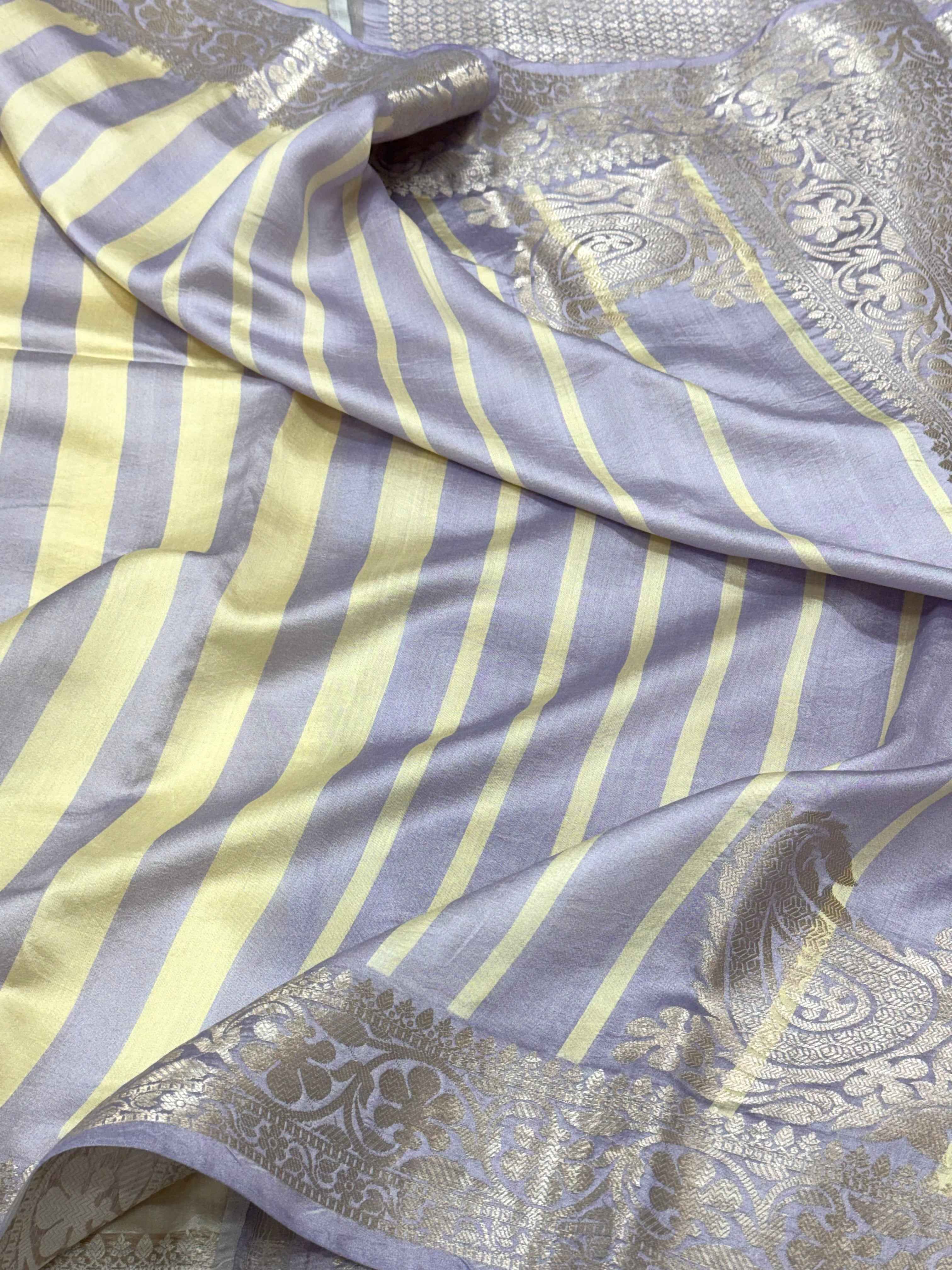 Lavender Pure Mulberry Chiniya Silk Lightweight Contemporary Saree