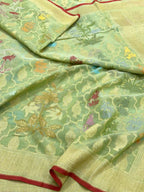 White Pure Muslin Cotton Jamdani | Ektara Weave | Handloom Banarasi Saree