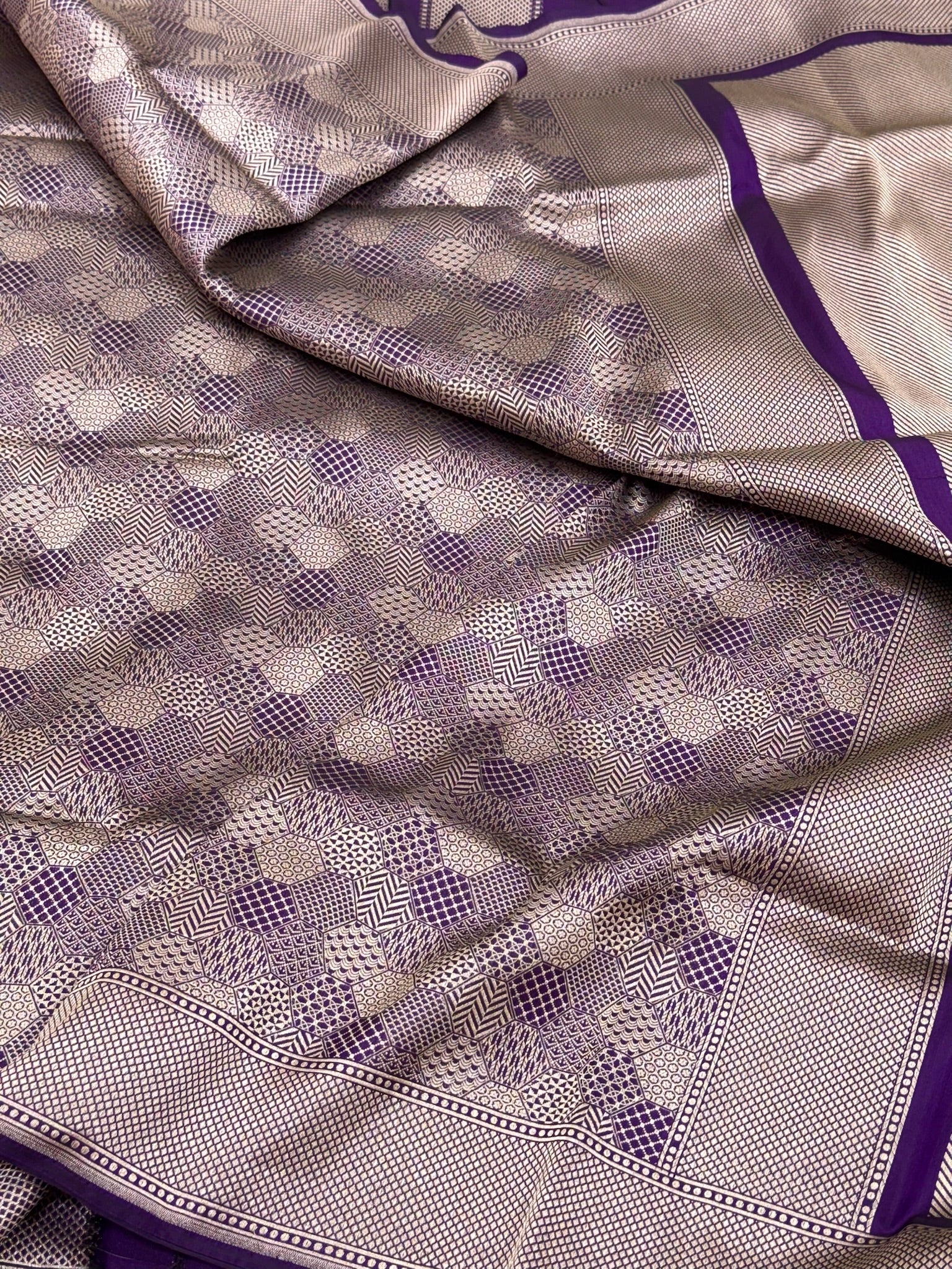 Purple Pure Katan Silk Banarasi Brocade Handloom Saree